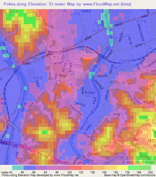 Poksu-dong,South Korea Elevation Map