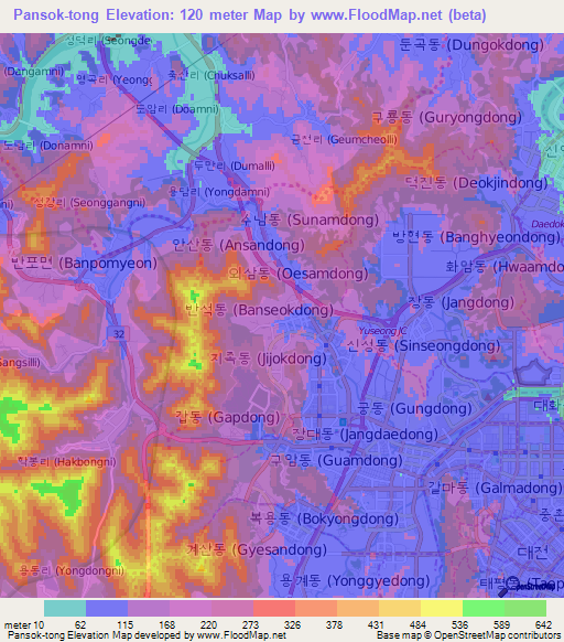 Pansok-tong,South Korea Elevation Map