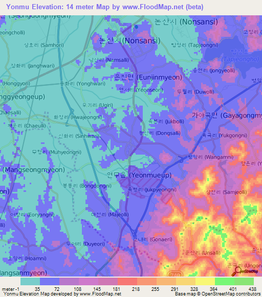 Yonmu,South Korea Elevation Map