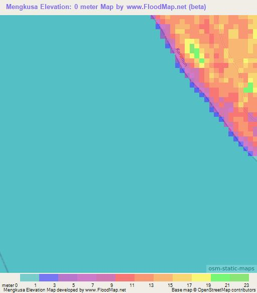 Mengkusa,Indonesia Elevation Map