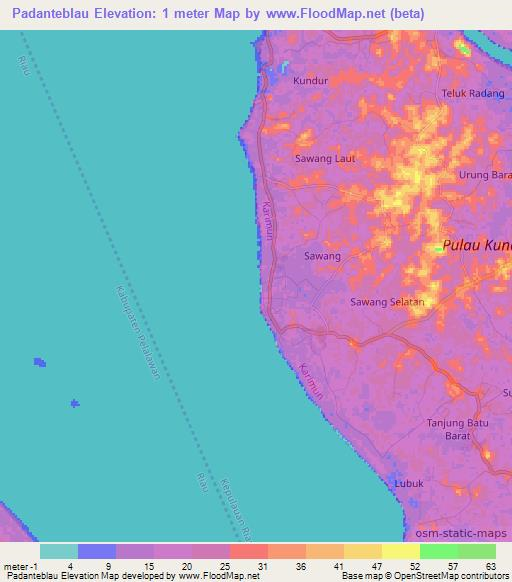 Padanteblau,Indonesia Elevation Map