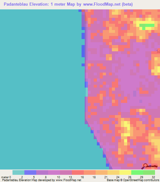 Padanteblau,Indonesia Elevation Map