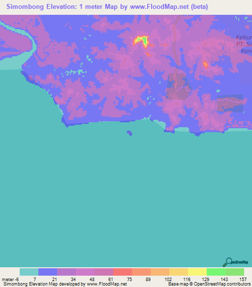 Simombong,Indonesia Elevation Map