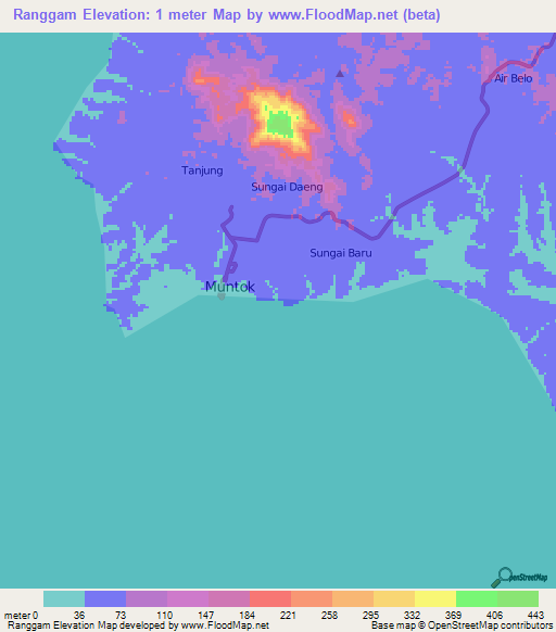 Ranggam,Indonesia Elevation Map