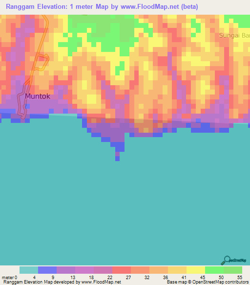 Ranggam,Indonesia Elevation Map