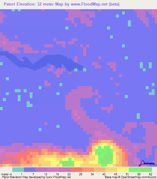 Patori,Indonesia Elevation Map