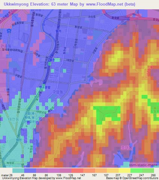 Ukkwimyong,South Korea Elevation Map