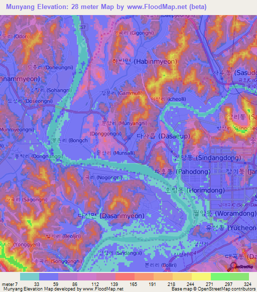 Munyang,South Korea Elevation Map