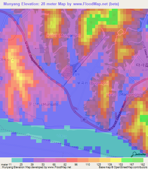 Munyang,South Korea Elevation Map