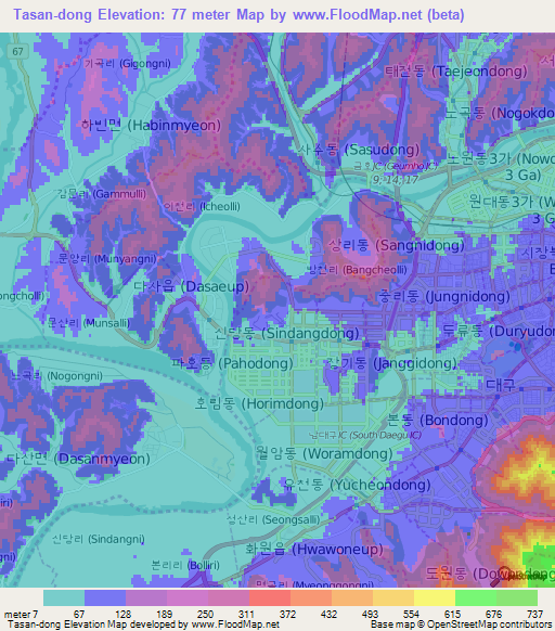 Tasan-dong,South Korea Elevation Map