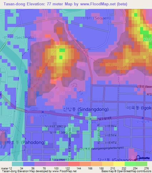 Tasan-dong,South Korea Elevation Map