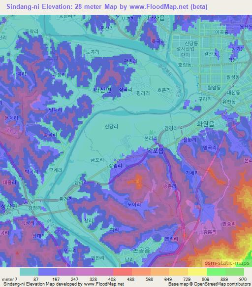 Sindang-ni,South Korea Elevation Map