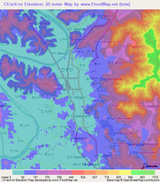 Ch'ach'on,South Korea Elevation Map