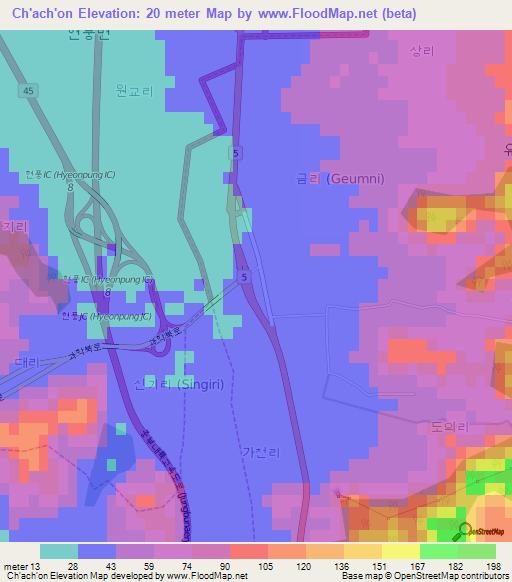 Ch'ach'on,South Korea Elevation Map