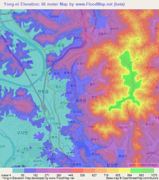 Yong-ni,South Korea Elevation Map