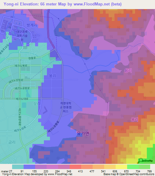 Yong-ni,South Korea Elevation Map