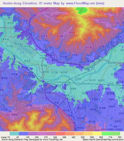 Ansim-dong,South Korea Elevation Map