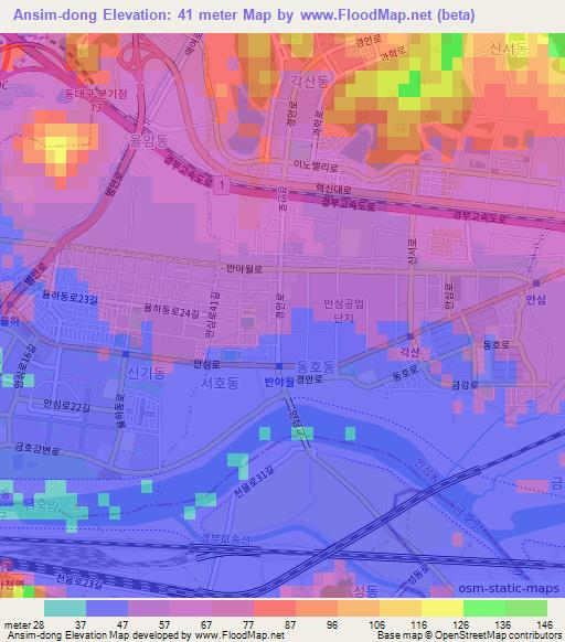 Ansim-dong,South Korea Elevation Map