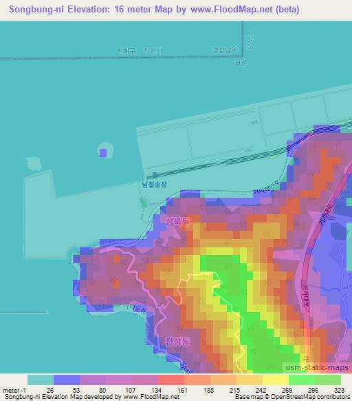 Songbung-ni,South Korea Elevation Map