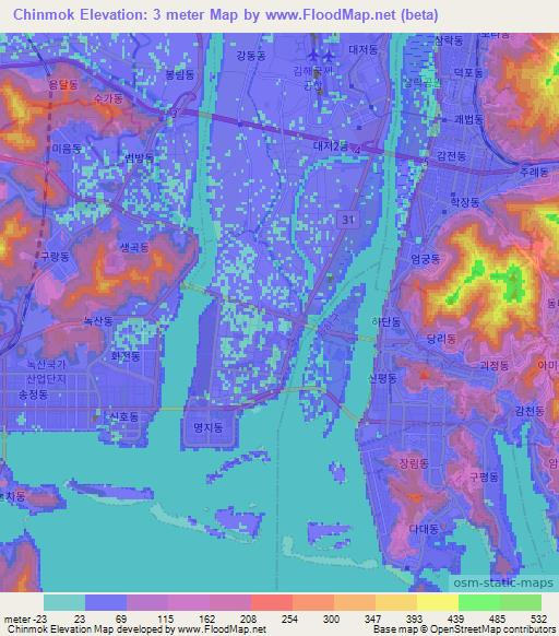 Chinmok,South Korea Elevation Map