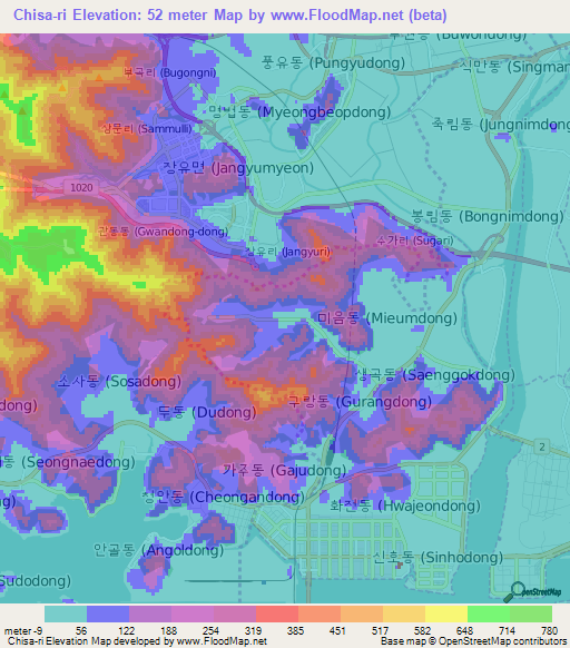 Chisa-ri,South Korea Elevation Map