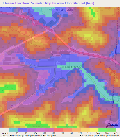 Chisa-ri,South Korea Elevation Map