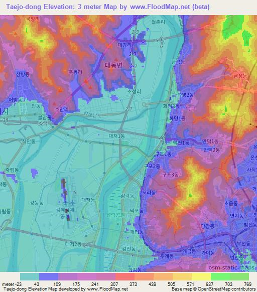 Taejo-dong,South Korea Elevation Map