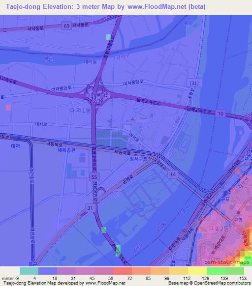 Taejo-dong,South Korea Elevation Map