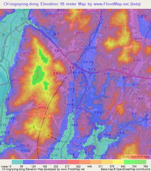 Ch'ongnyong-dong,South Korea Elevation Map