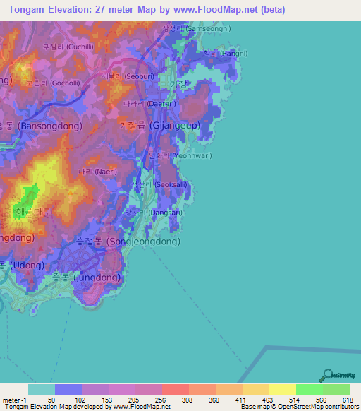 Tongam,South Korea Elevation Map