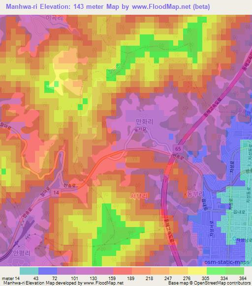 Manhwa-ri,South Korea Elevation Map