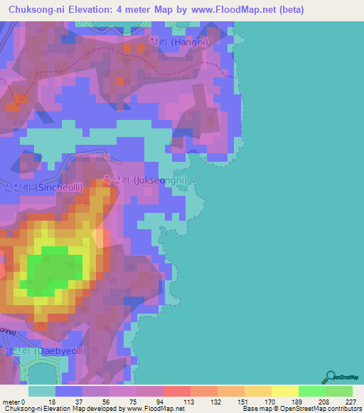 Chuksong-ni,South Korea Elevation Map