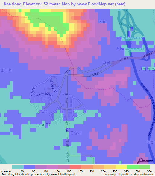 Nae-dong,South Korea Elevation Map