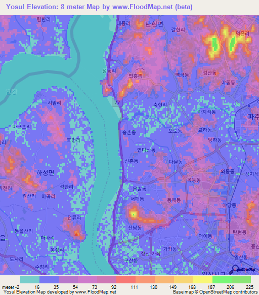 Yosul,South Korea Elevation Map