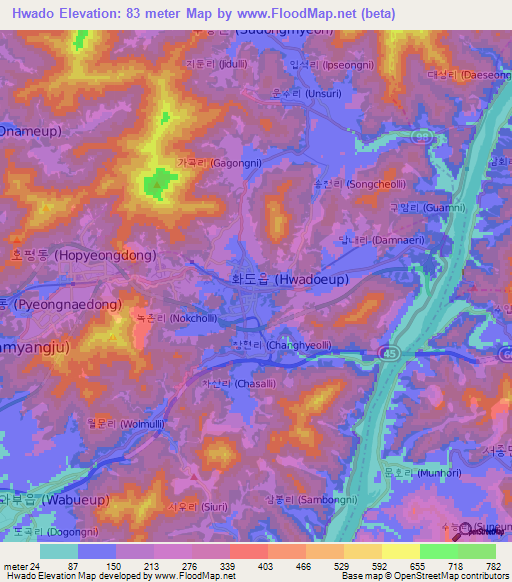 Hwado,South Korea Elevation Map