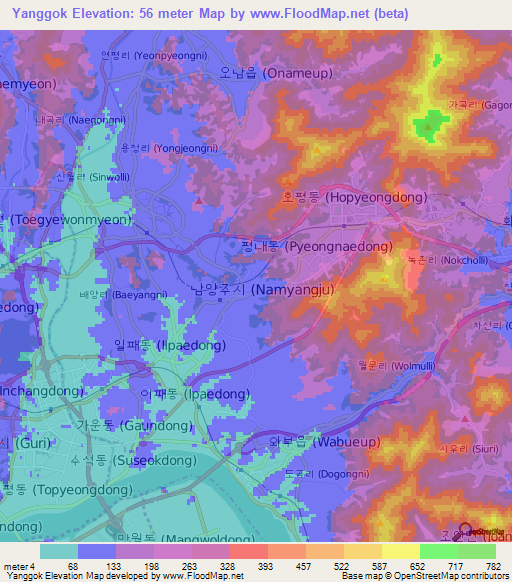 Yanggok,South Korea Elevation Map