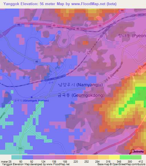 Yanggok,South Korea Elevation Map