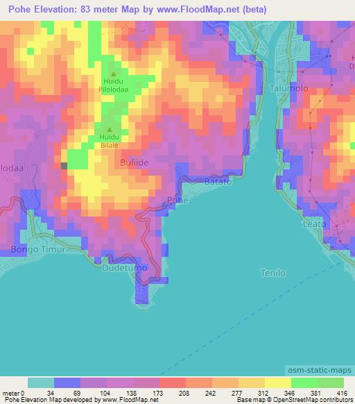 Pohe,Indonesia Elevation Map