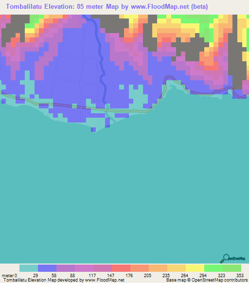 Tombalilatu,Indonesia Elevation Map