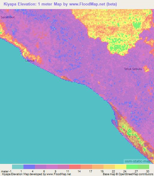 Kiyapa,Indonesia Elevation Map