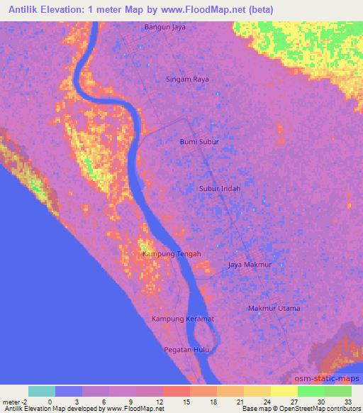 Antilik,Indonesia Elevation Map