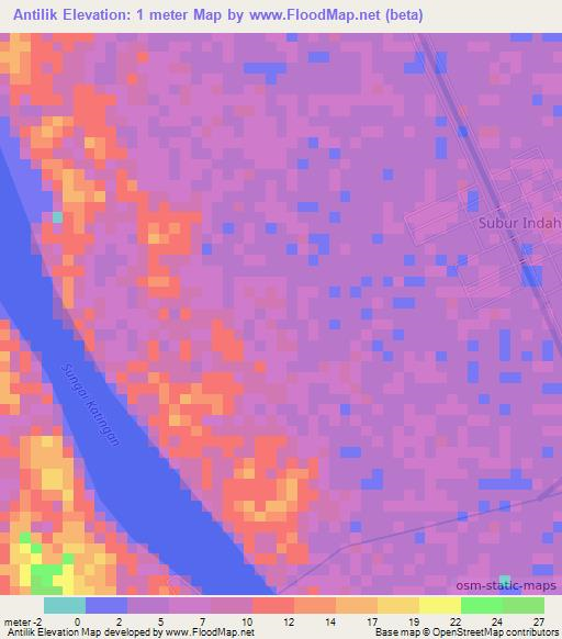 Antilik,Indonesia Elevation Map