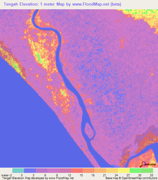 Tengah,Indonesia Elevation Map