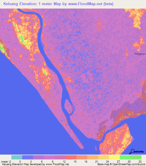 Keluang,Indonesia Elevation Map