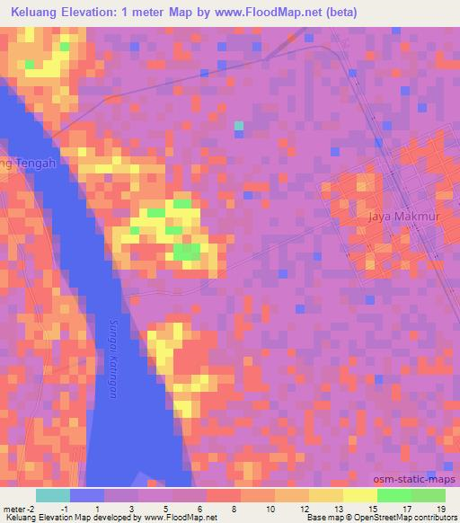 Keluang,Indonesia Elevation Map