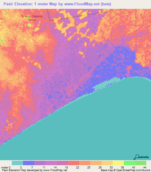 Pasir,Indonesia Elevation Map