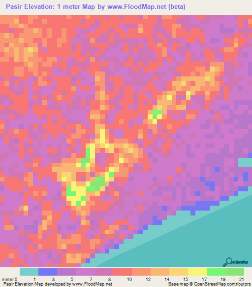 Pasir,Indonesia Elevation Map