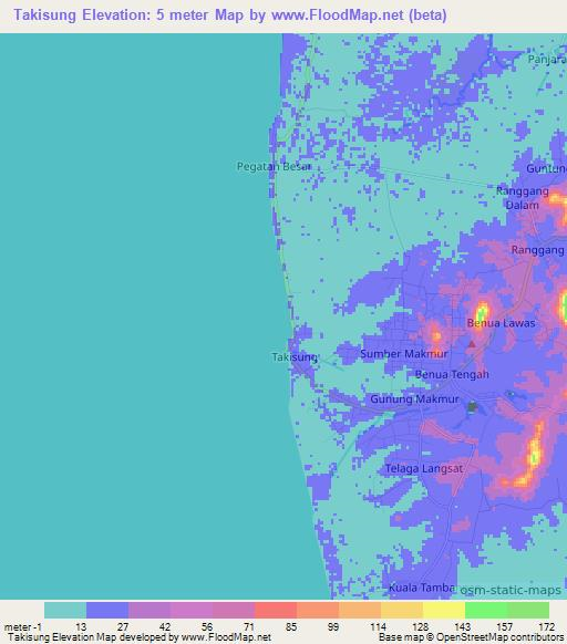 Takisung,Indonesia Elevation Map