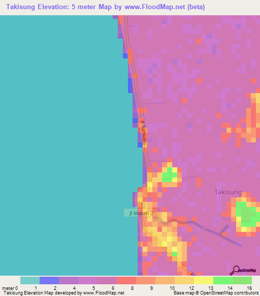 Takisung,Indonesia Elevation Map