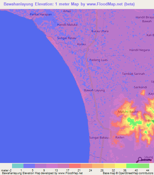 Bawahanlayung,Indonesia Elevation Map